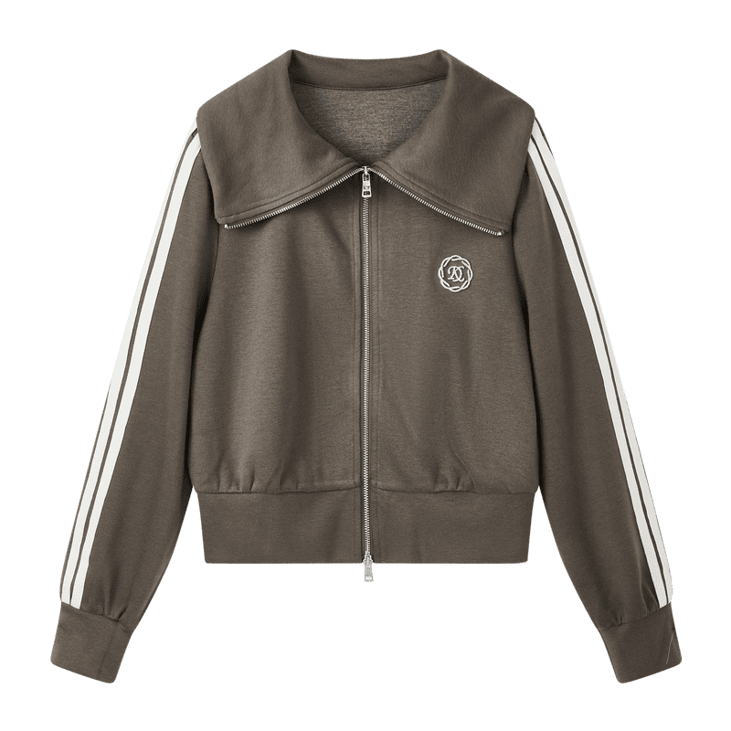 【达人专属】休闲运动风外套海军领条纹织带上衣X09AWS8071