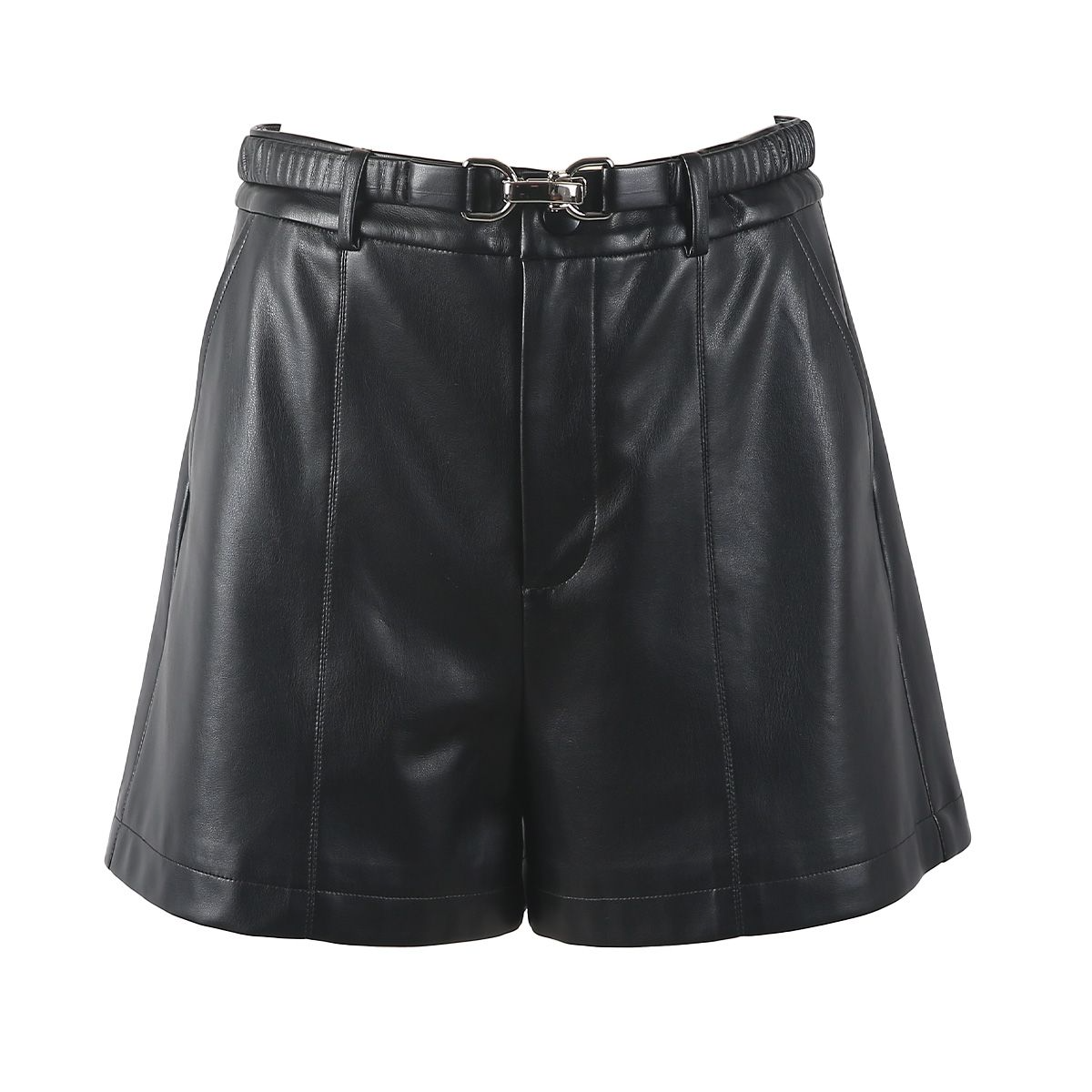 【小铃铛】时尚百搭A型皮短裤S3147