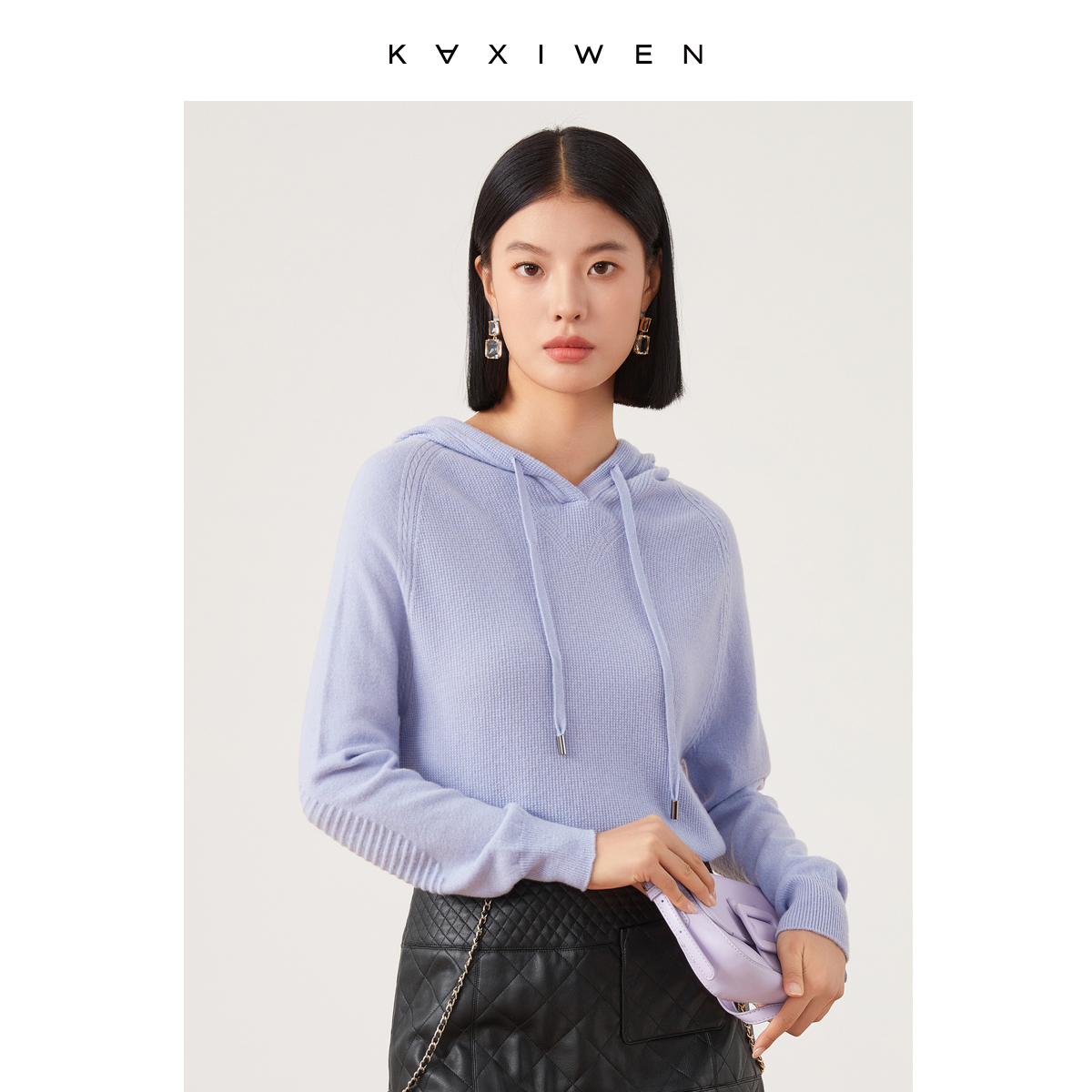 【达人专属】100%绵羊毛纯色休闲衫内搭连帽针织衫D09BZS9510