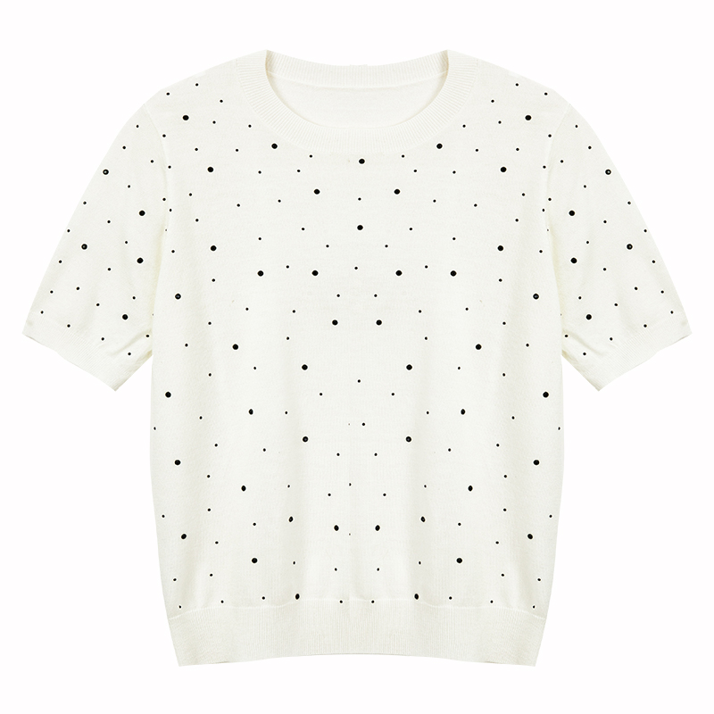 【籽言专属】烫钻短袖针织衫N6532