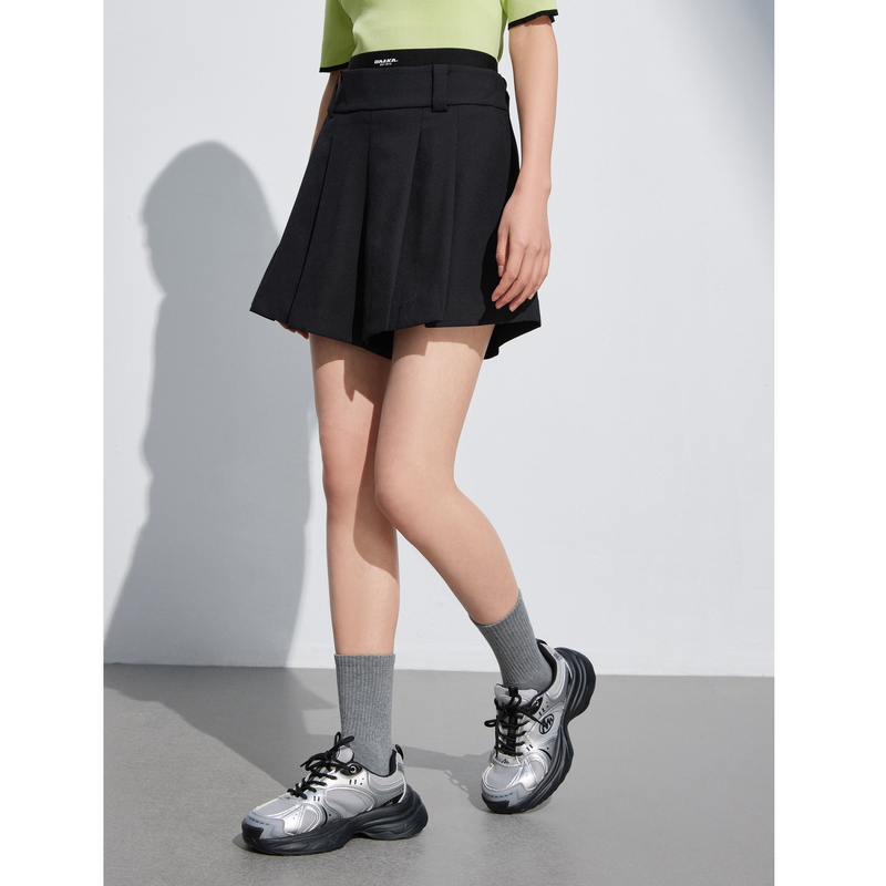 【小铃铛】双腰头褶皱时尚A字裙裤百搭显瘦裙子X04AKS2148