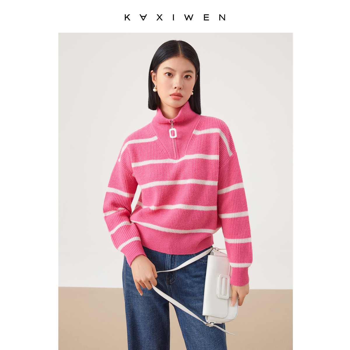 【达人专属】翻领休闲气质上衣内搭条纹毛衣D09BZS9539