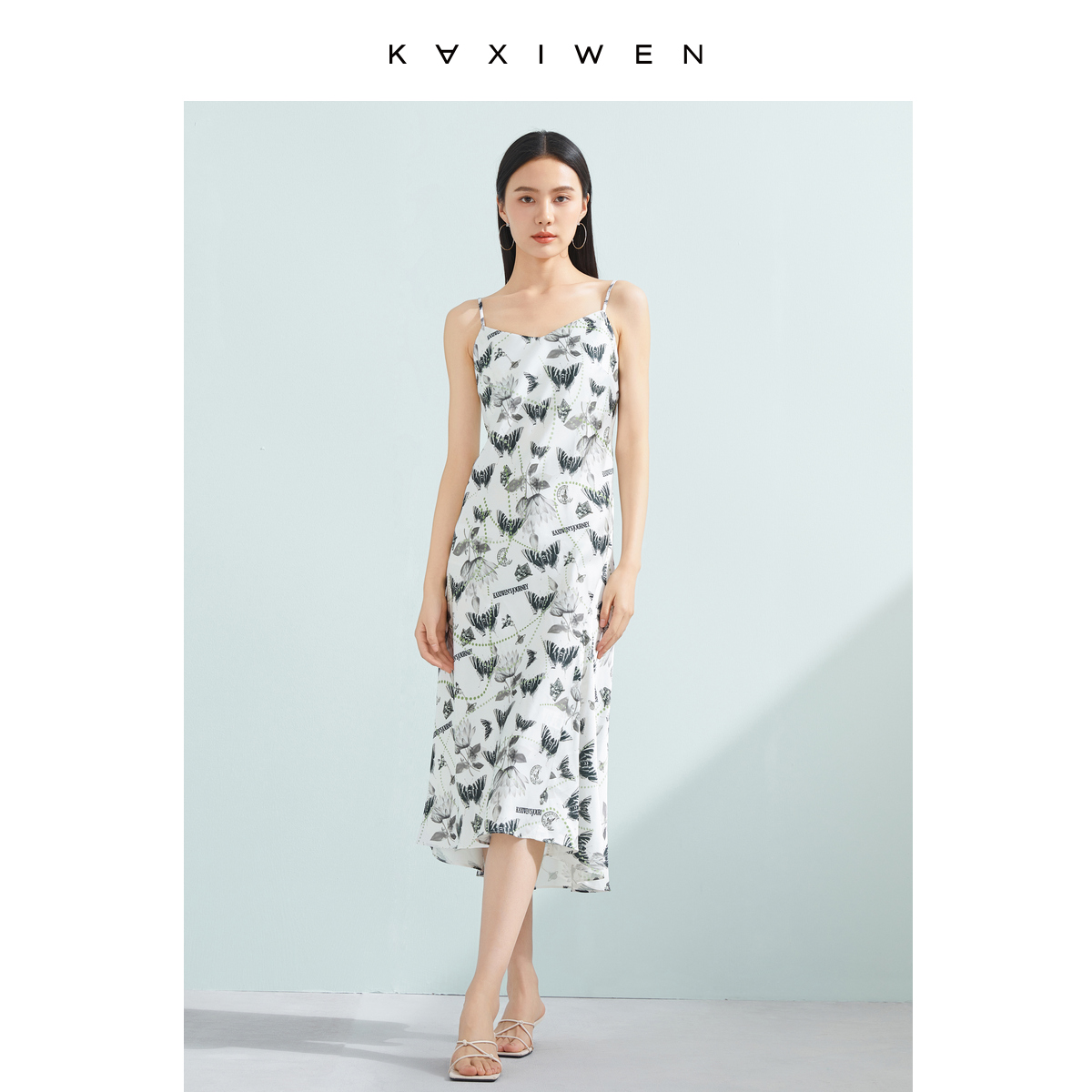 【小铃铛】复古蝴蝶印花中长裙子X02BLS1018