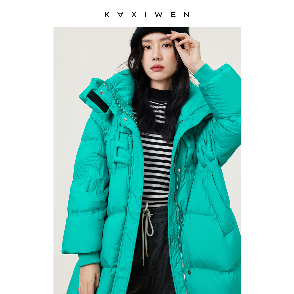 【达人专属】中长款保暖趣味字母装饰羽绒服X10AYE8730