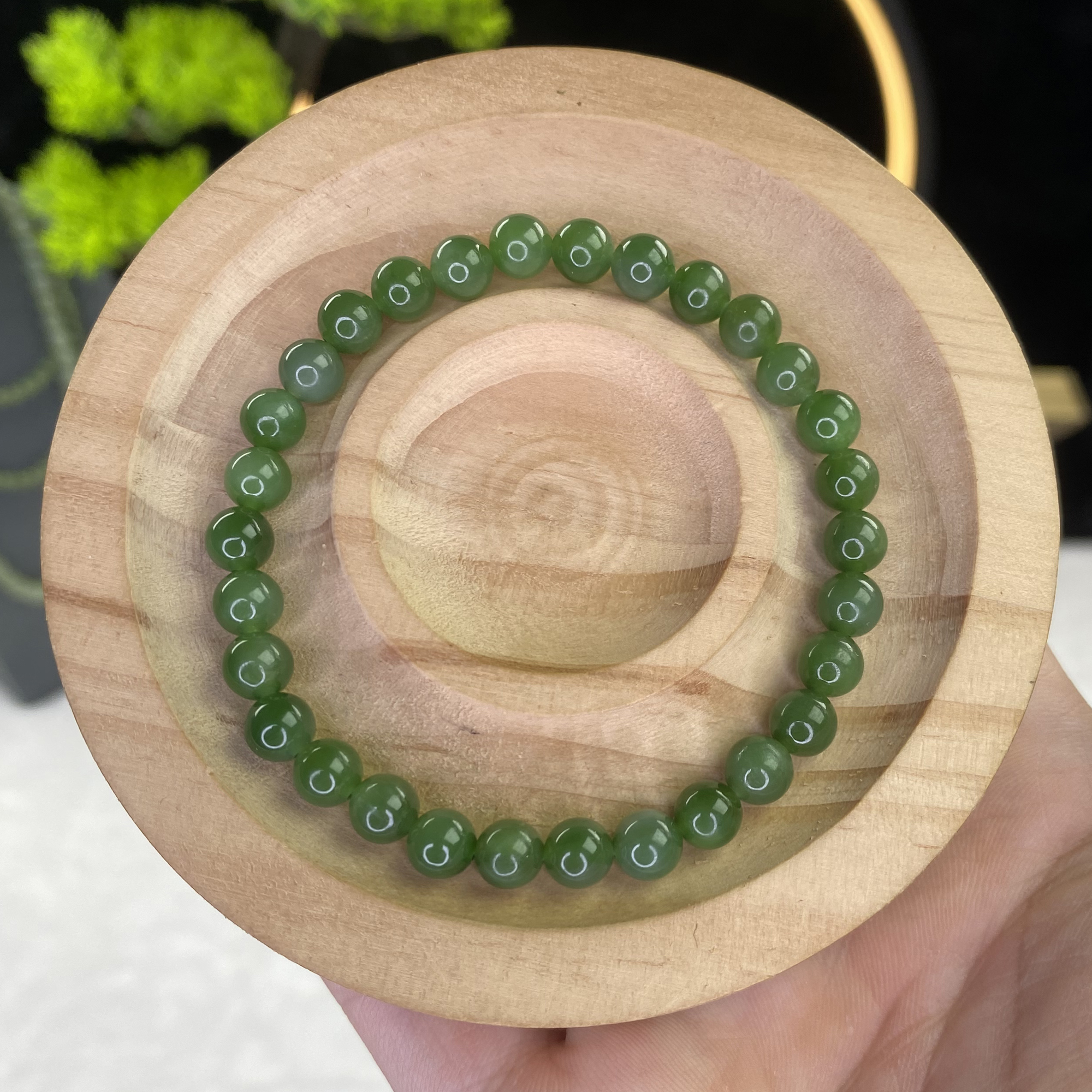 和田玉单圈碧玉卡6手串阳绿菠菜绿多样性女士送礼散珠HY21008038