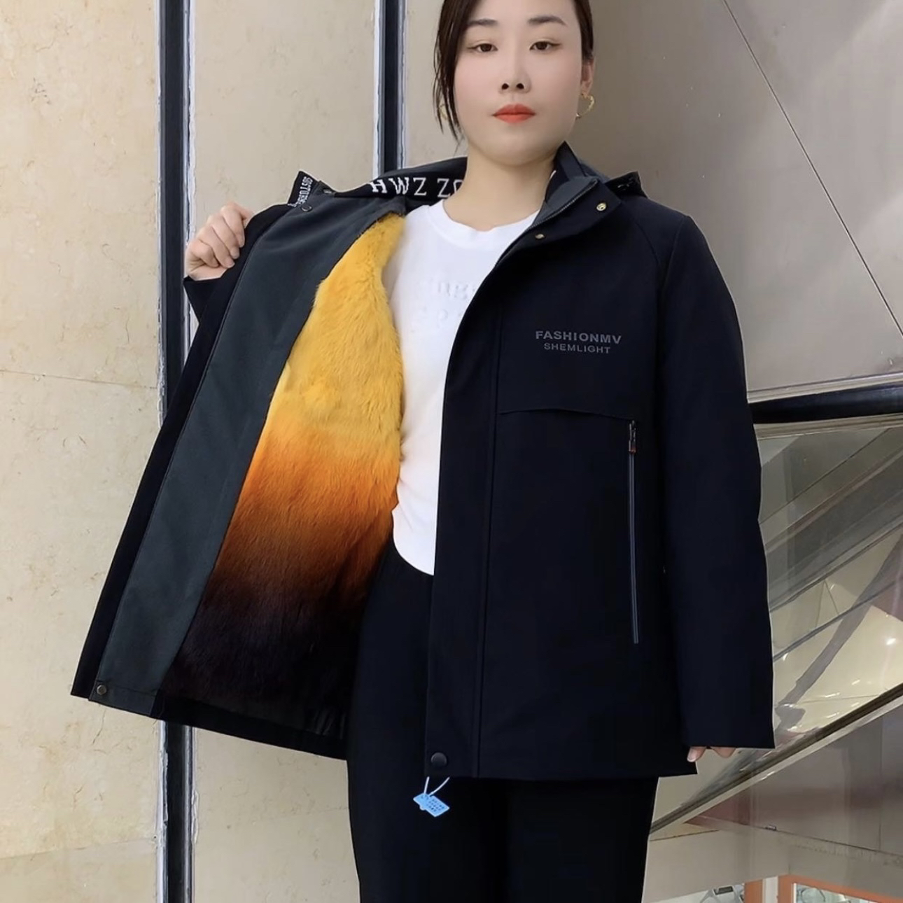 男士黄金兔可拆帽派克保暖外套