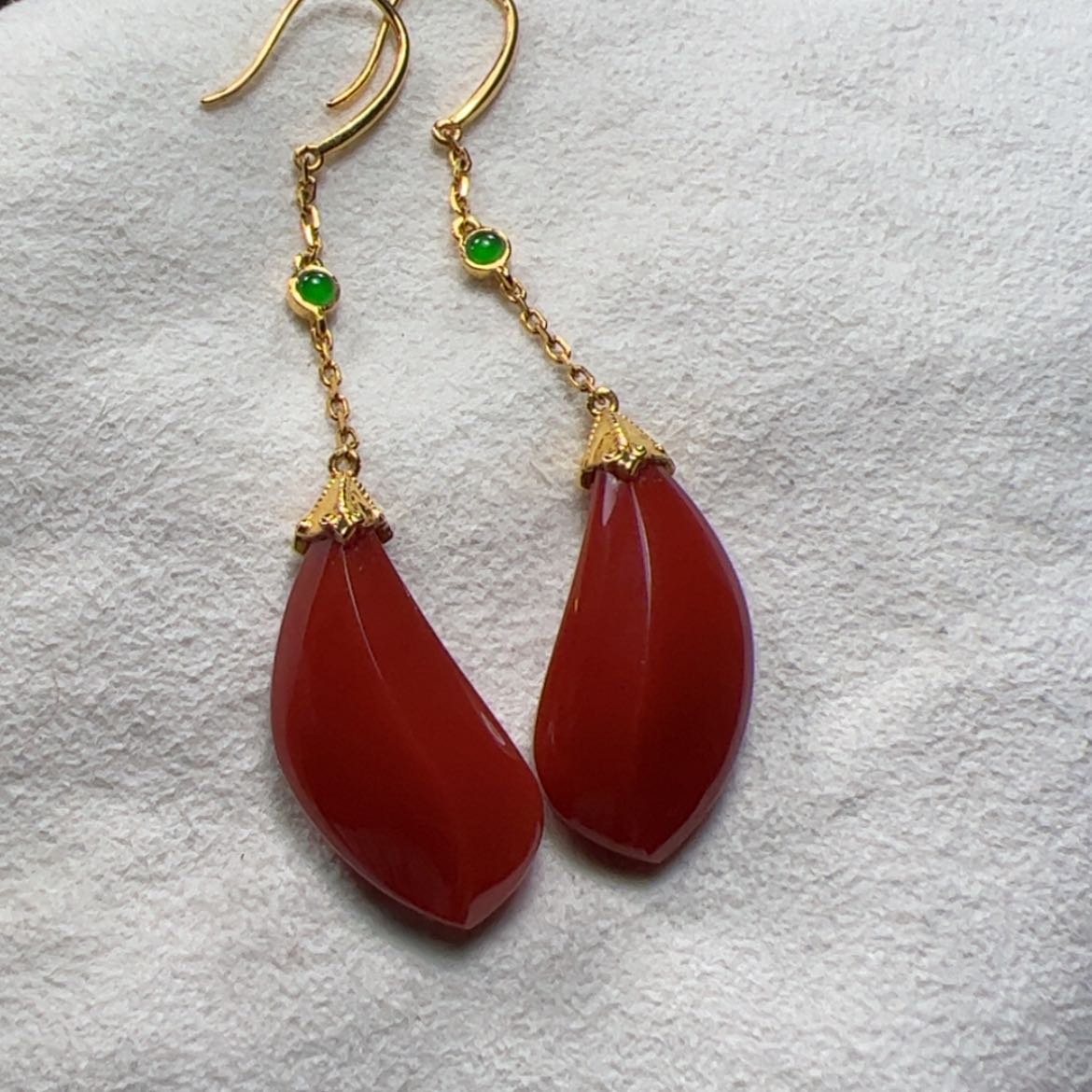 【闪购商品】南红玛瑙耳环18K金镶嵌