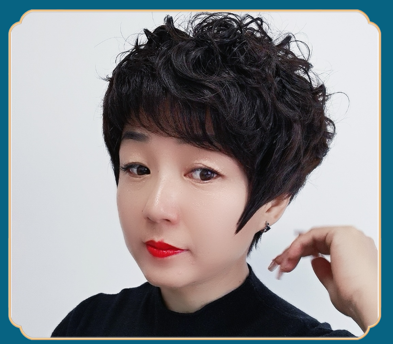 8号手工钩织超薄透气100%真人发时尚洋气减龄款全头套