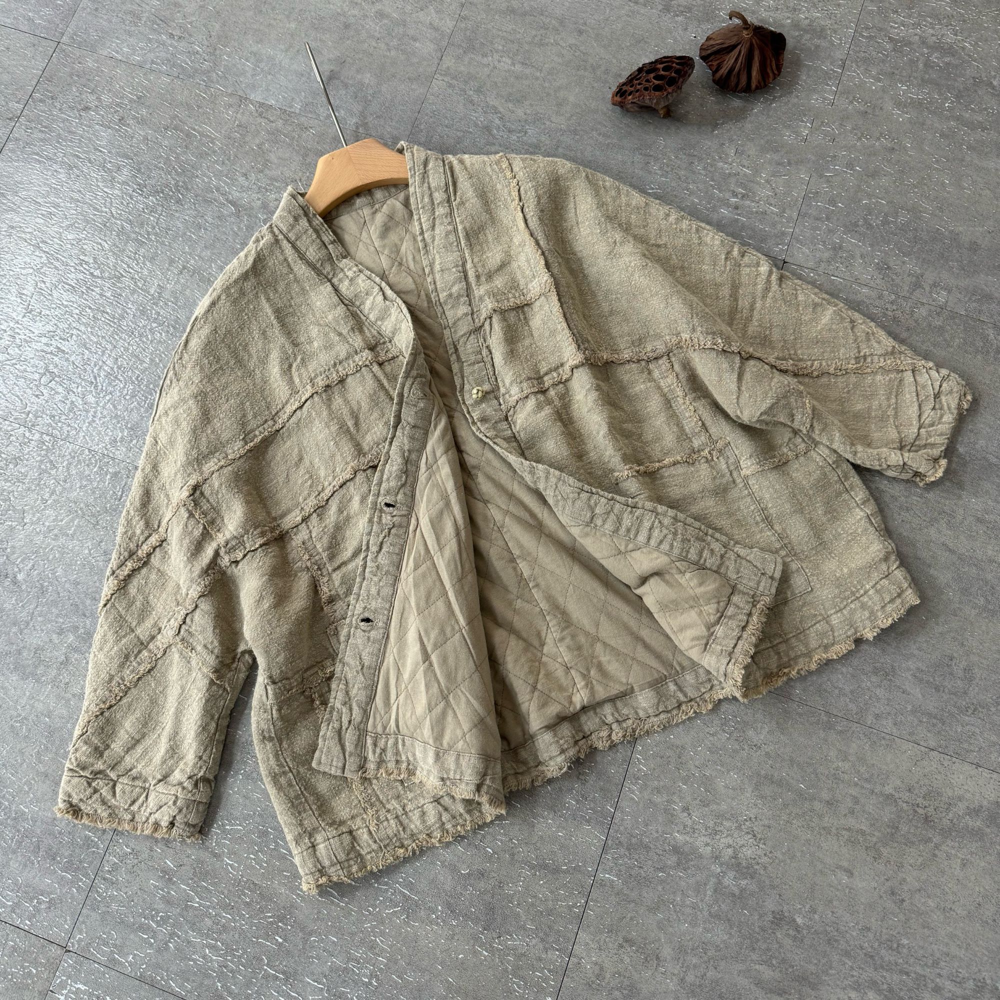 出口订单。斑驳筋骨麻料 棉衣