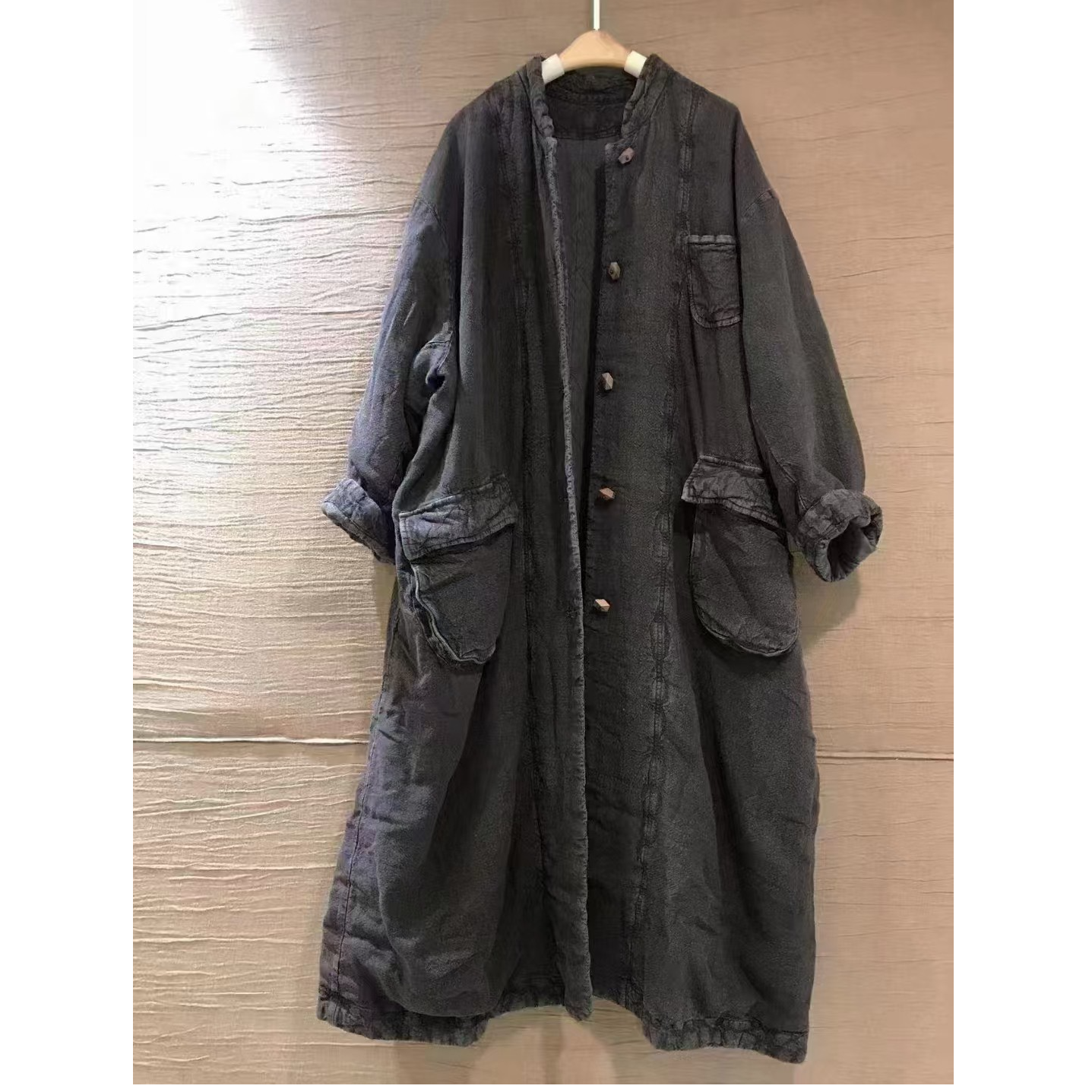 胸围140衣长120棉衣！长款亚麻文艺