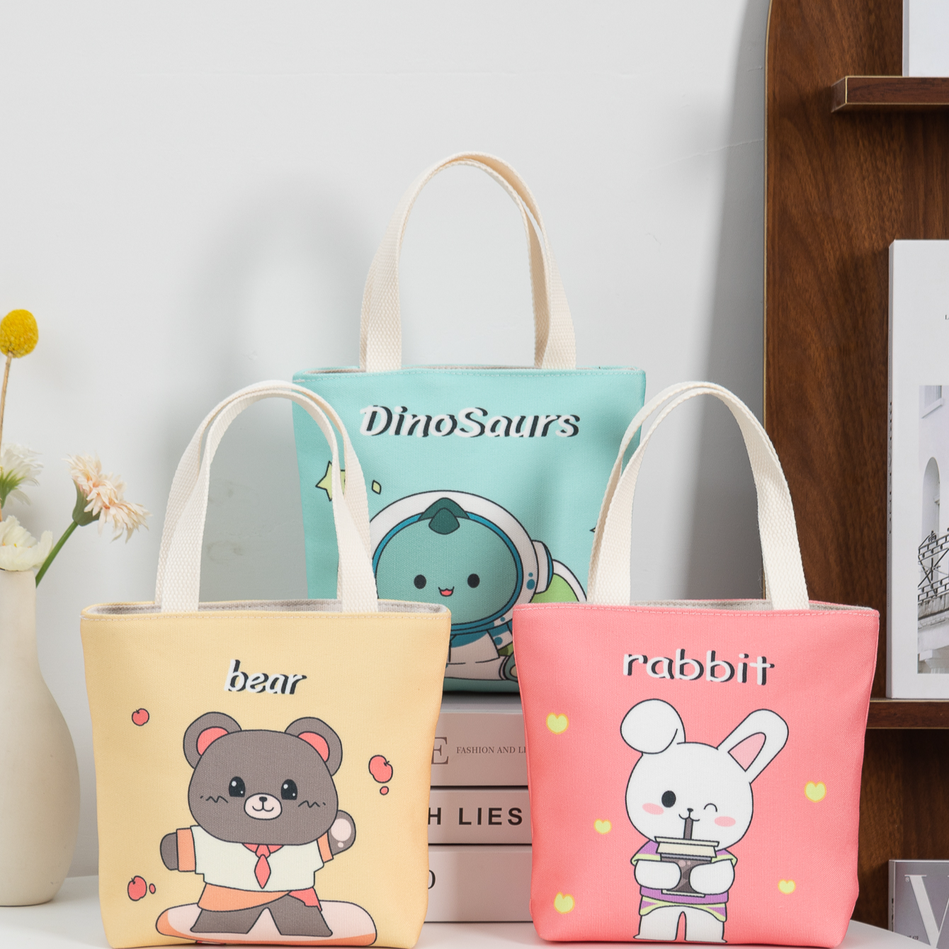 卡通印花学生时尚百搭简约帆布单肩包便携通勤休闲手提包