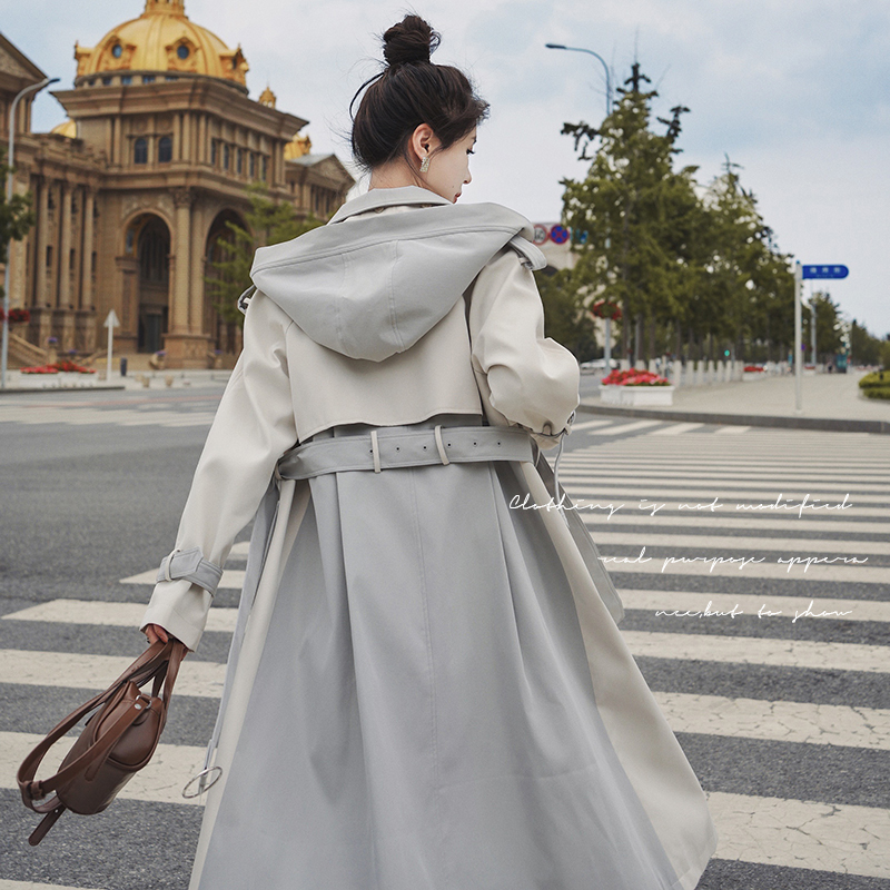 秋冬新款斗篷设计款静奢浅色系高级时尚宽松ins长款风衣外套女