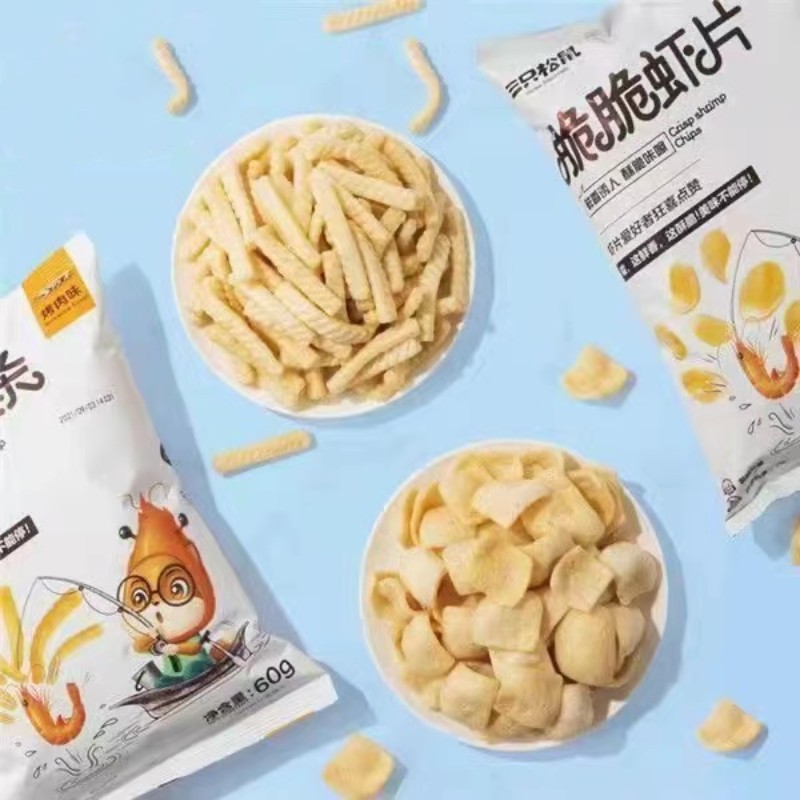 三只松鼠原味虾片薯片60g*1袋粗粮饼干0添加玉米早餐饼干麦干烙蛋