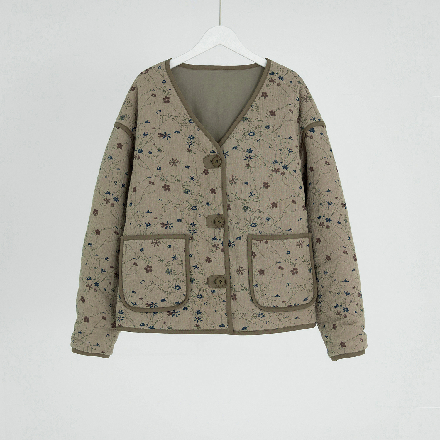 （几里）植物色系秋冬百搭休闲碎花棉袄衣长61胸围120 107031