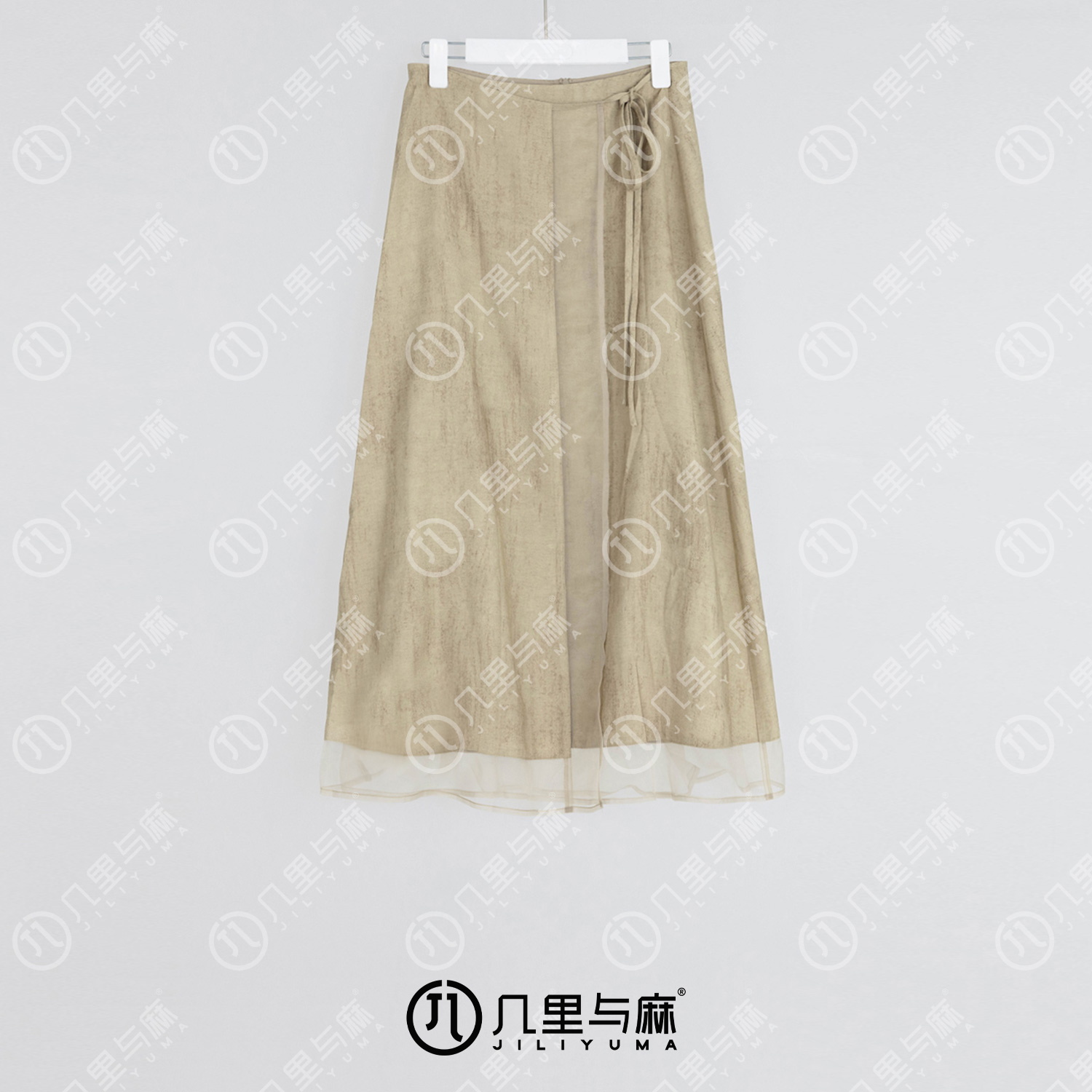 （几里）香炉雪-时尚国风清凉复古百搭半身裙 裙长90 1062997