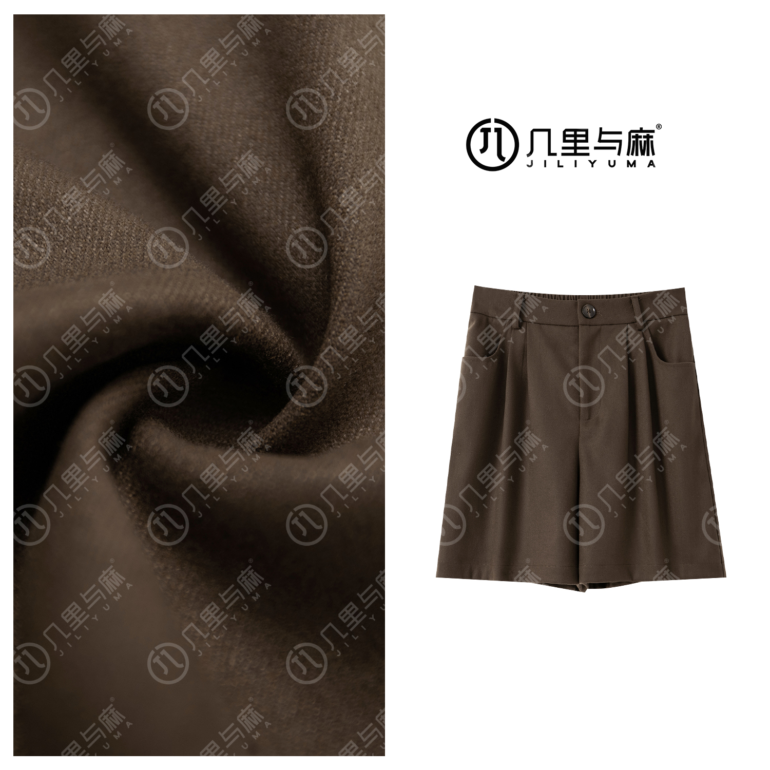 （几里）时尚纯色百搭休闲简约短裤 裤长46 1091481