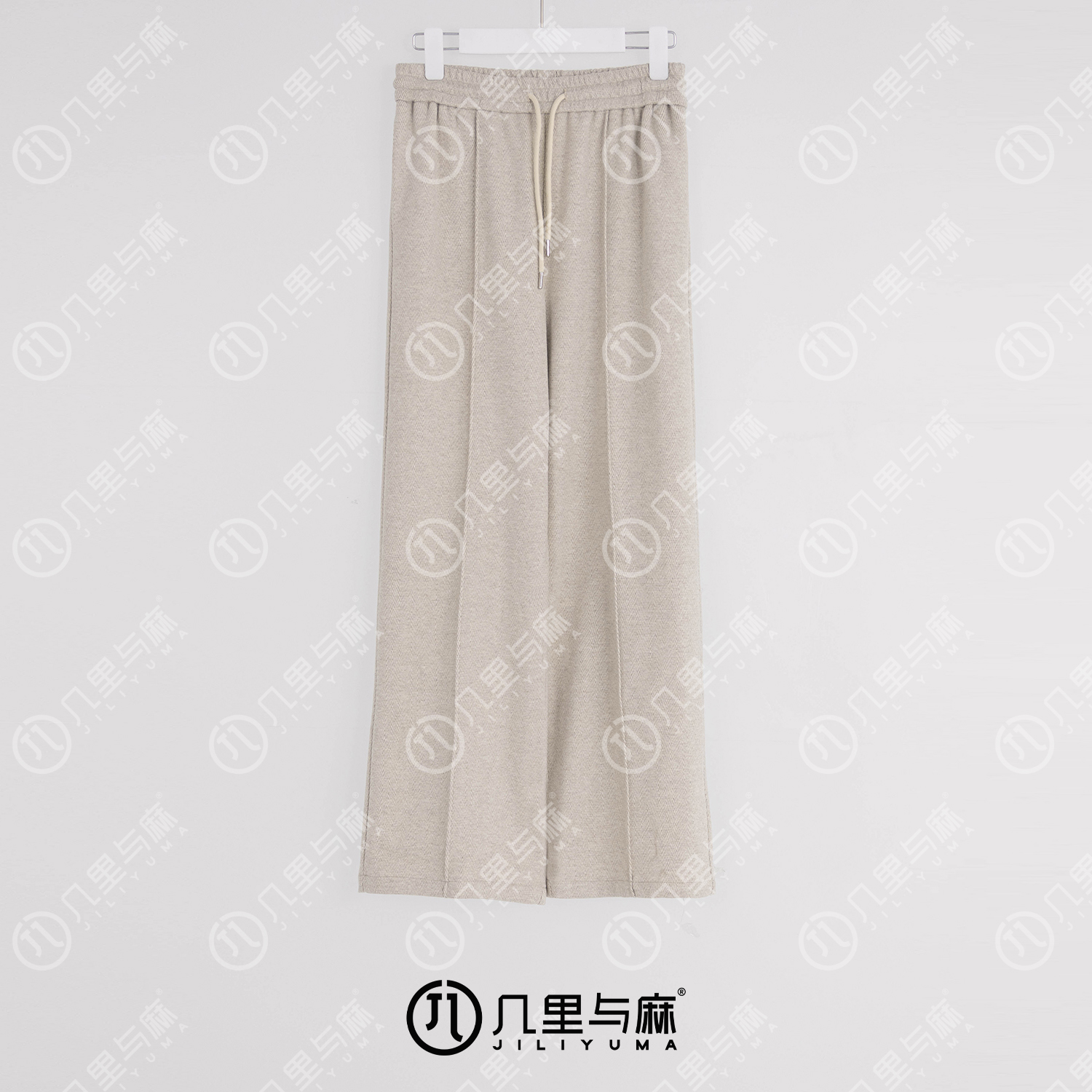 （几里）水漾生烟-时尚纯色文艺阔腿休闲裤 裤长100 1080907
