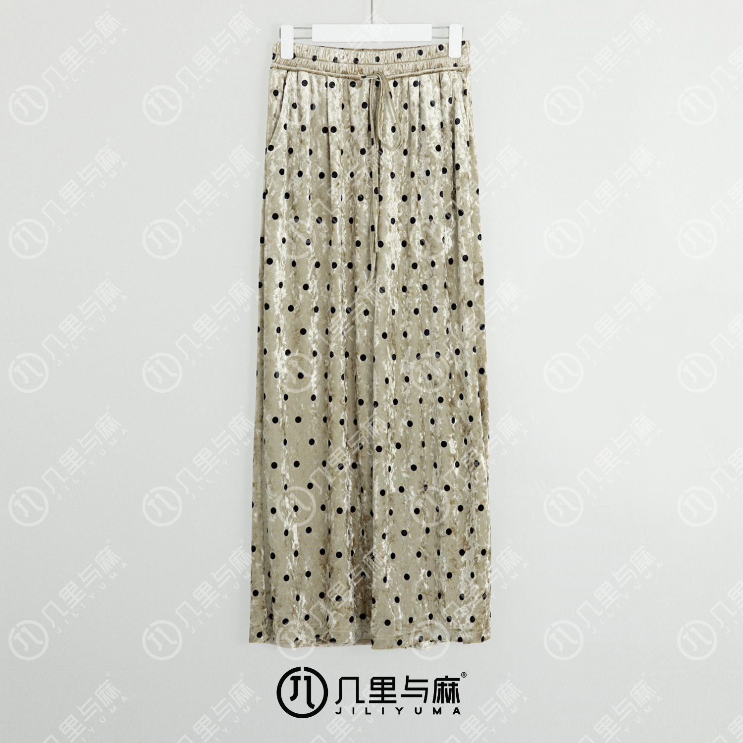 （几里）珍珠奶茶-气质设计感波点系带休闲裤 裤长104 1072645