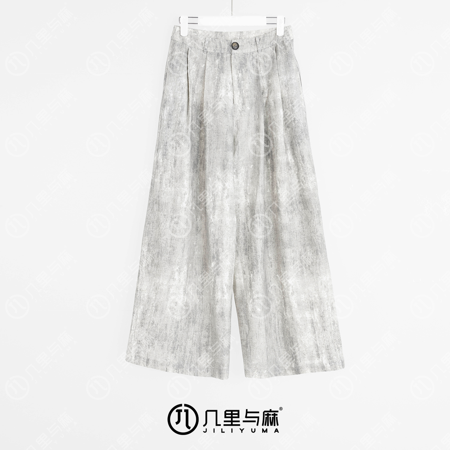 （几里）折香-简约休闲舒适纯色复古时尚休闲裤 裤长99 1071647