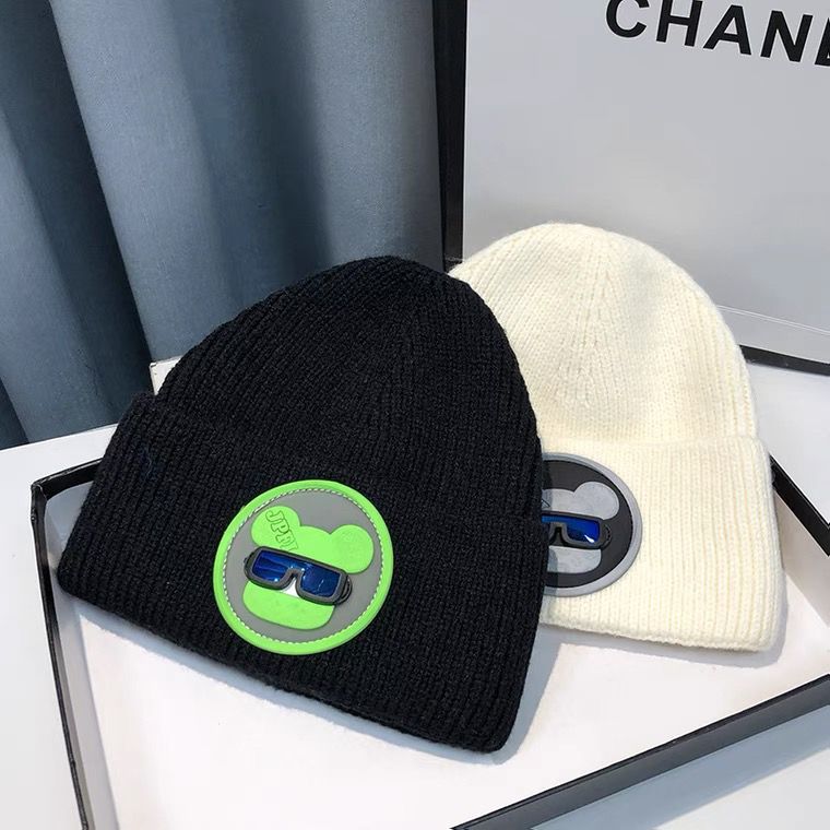 男童可爱卡通眼镜小熊毛线帽帽子学生毛线帽护耳保暖包头保暖男童