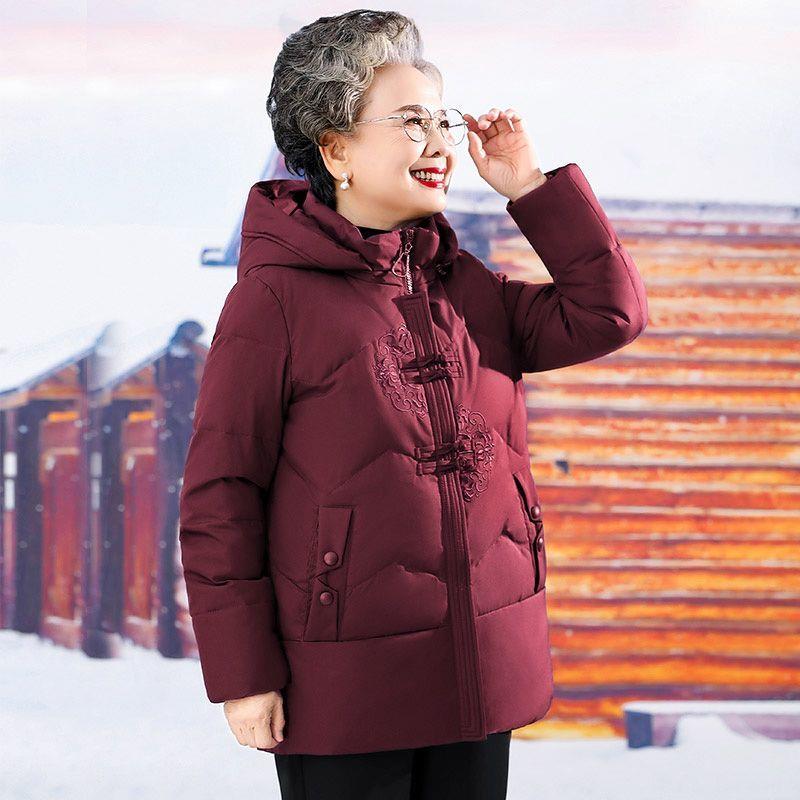波斯登冬季中老年人奶奶冬季羽绒羽绒服女加厚妈妈冬装羽绒服60岁