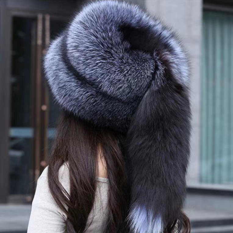 2022新款狐狸毛帽子冬季大圆帽男女民族风百搭