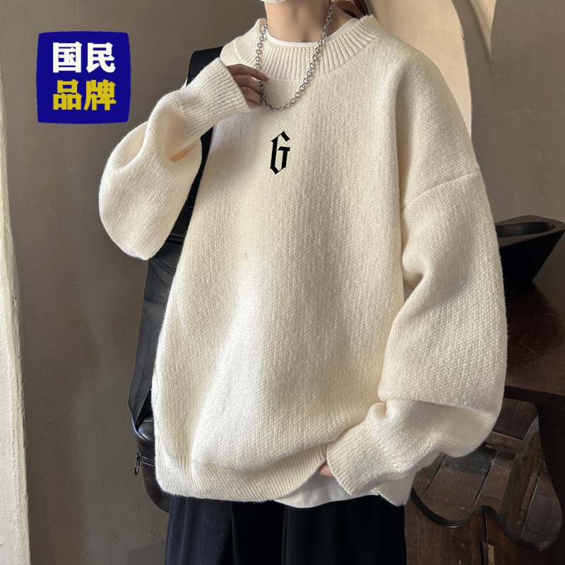 【小扬哥推荐】美式高街印花毛衣男加厚冬季潮牌针织衫ins港风嘻