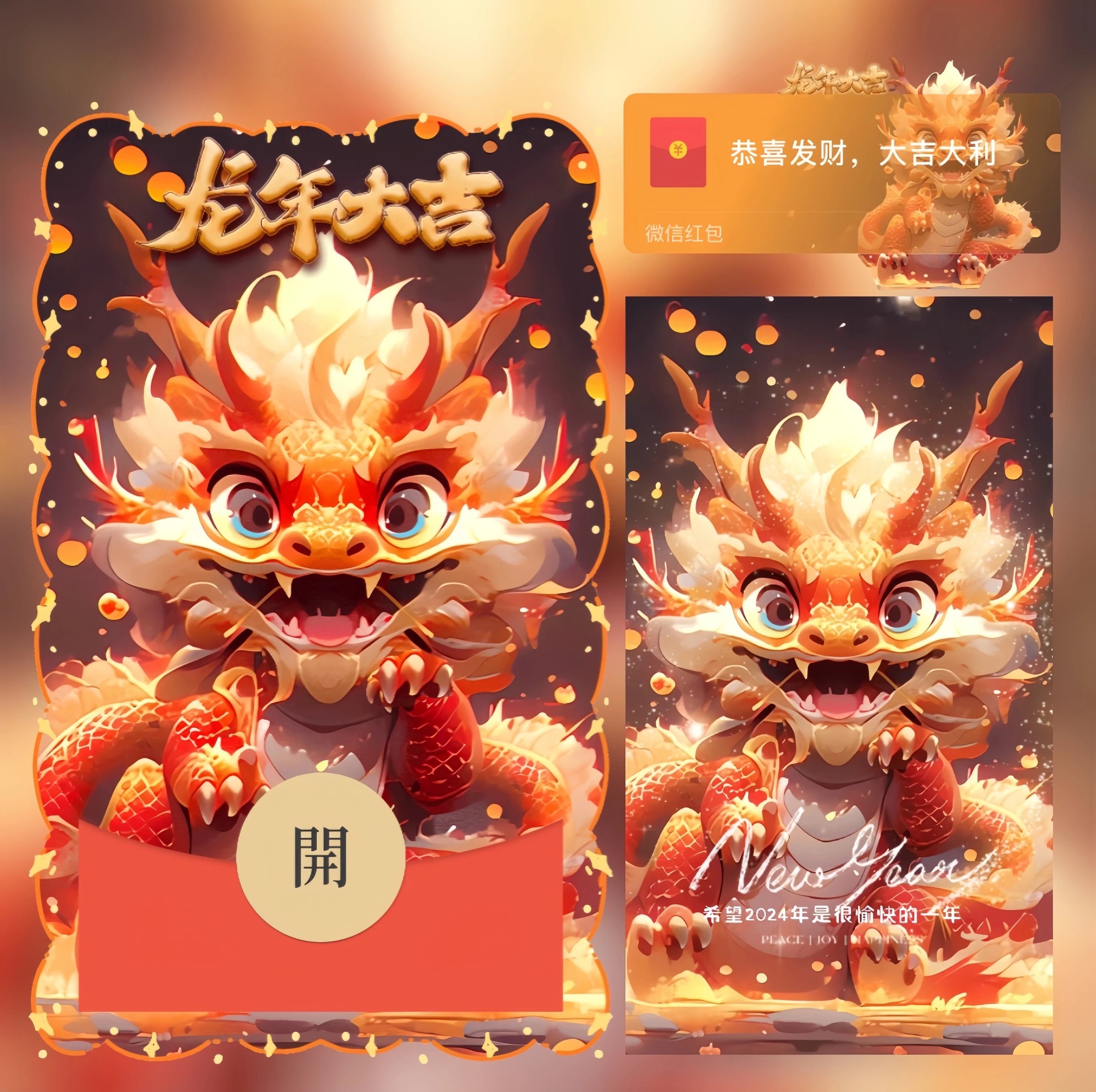 2024最新款新年红包龙年动态音效网红爆款红包 封面龙年红包封面