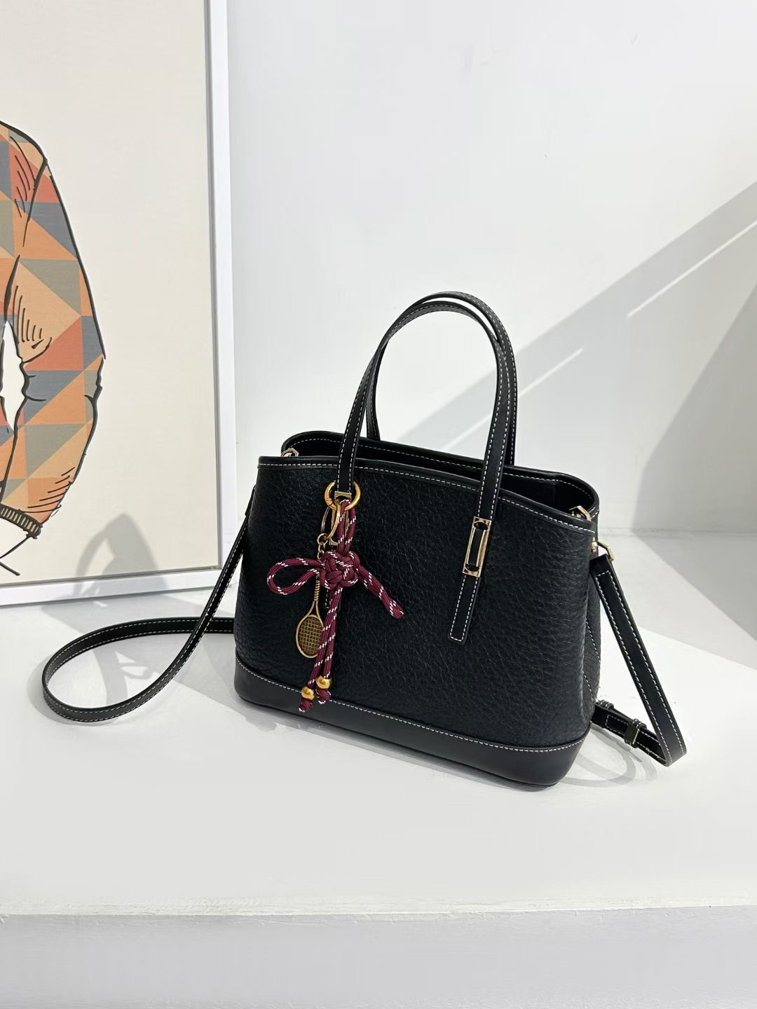 小拎包2024新款高级感中年妈妈时尚手提包百搭单肩托特纯色包