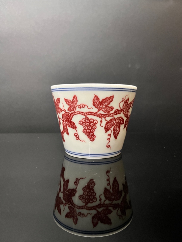 觅瓷山房 釉里红葡萄可乐杯