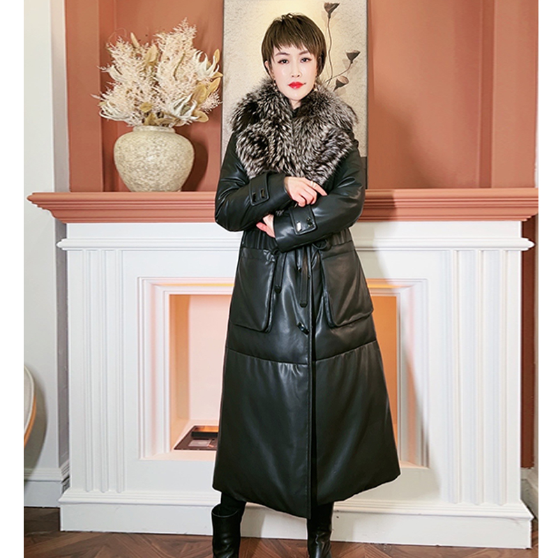 【钱总私服】23126时尚穿搭绵羊皮皮大鹅女装中长款冬季气质外套