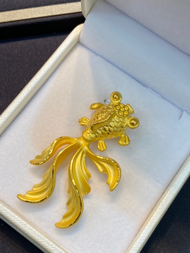 足金999金鱼吊坠➕1金珠