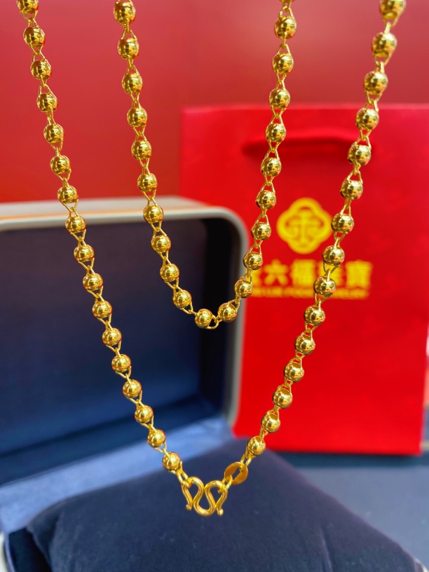 足金999光面圆珠项链（链长45cm 珠卡3.5mm）