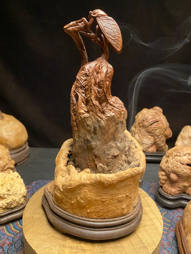 木雕工艺品荔枝木知了（金蝉）香炉