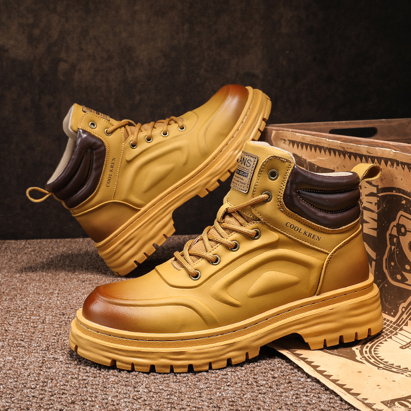 真皮马丁靴男靴子冬季爆款复古英伦风潮流工装大黄靴厚底休闲短靴