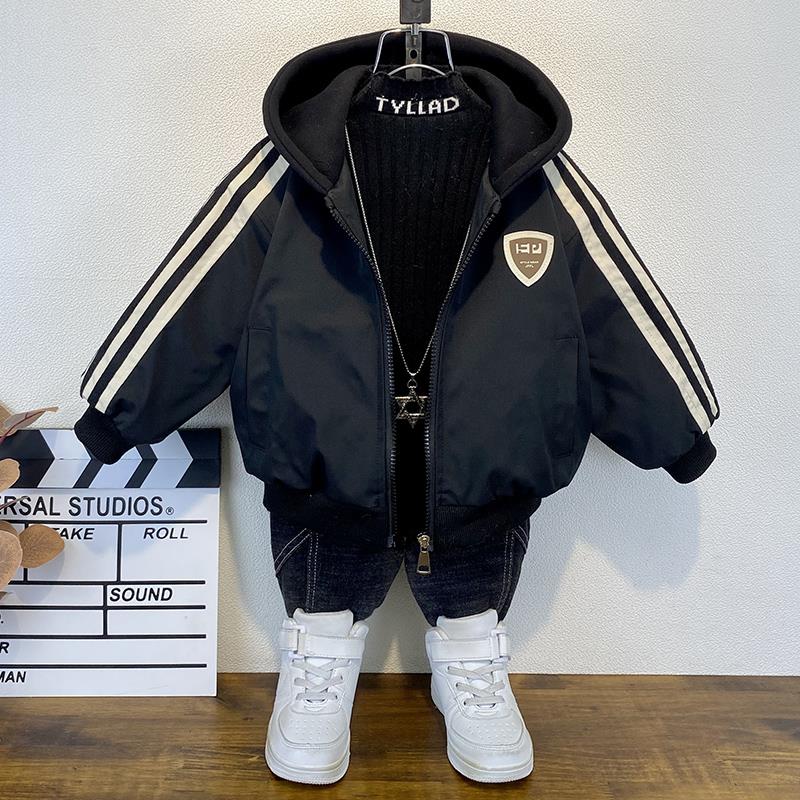 男童秋冬加厚外套2023新款洋气儿童夹棉小棉衣帅气宝宝冬季二棉服