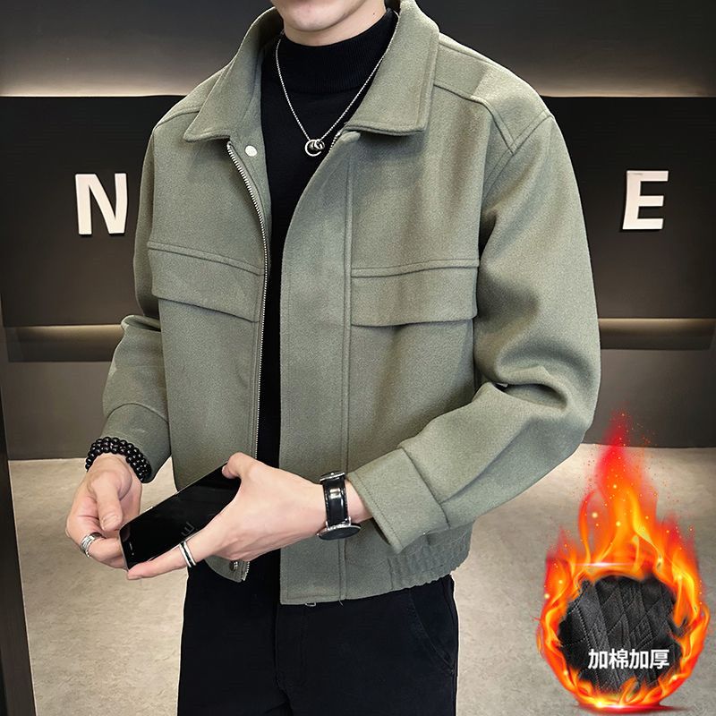 【小扬哥推荐】中长款风衣外套男款冬季加绒加厚男士毛呢夹克韩版潮