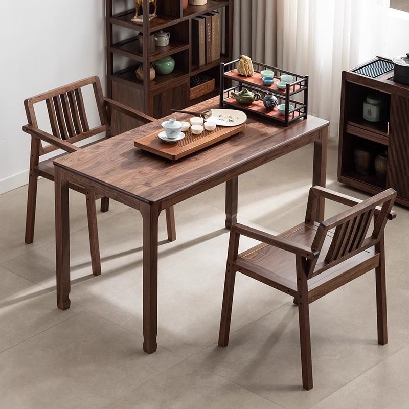 新中式黑胡桃木茶桌椅组合家用茶台阳台实木客厅功夫小茶几泡茶桌