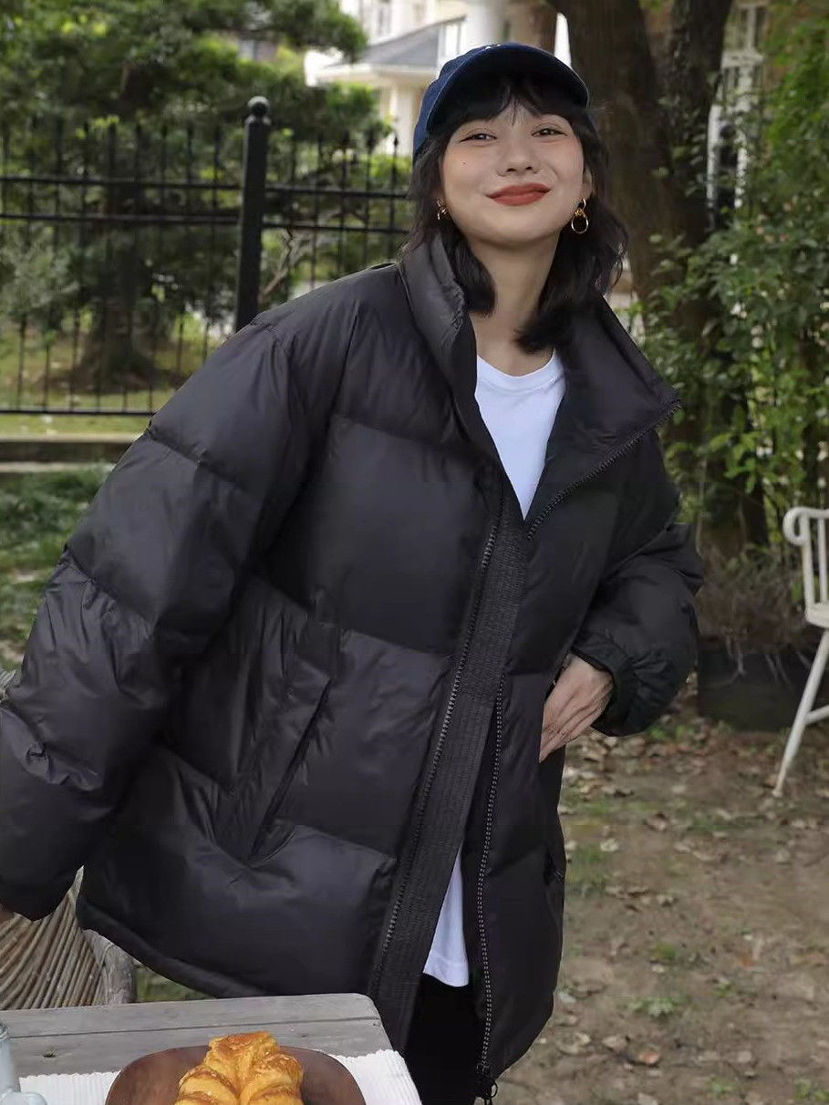 雪中飞羽绒服黑色羽绒服女短款2023秋冬季新款宽松小个子棉衣加休