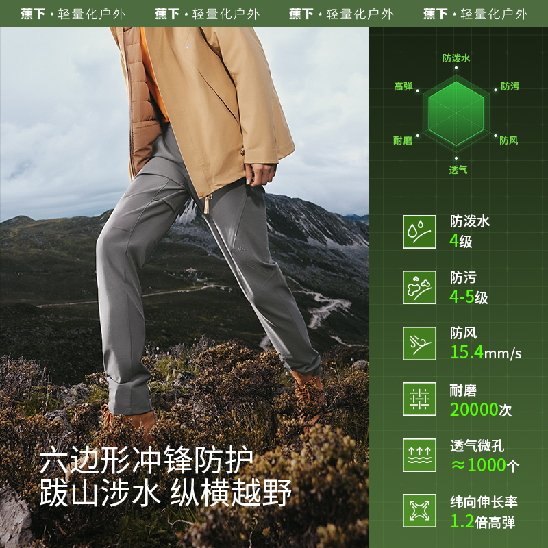 蕉下秋冬男士户外裤高弹透气防风防水宽松户外运动徒步休闲男裤GF商品图