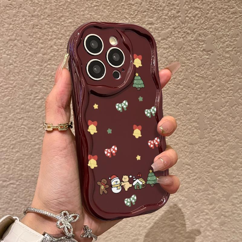 圣诞小熊苹果iphone15promax手机壳13/14软壳12/11精孔奶油壳xs/T