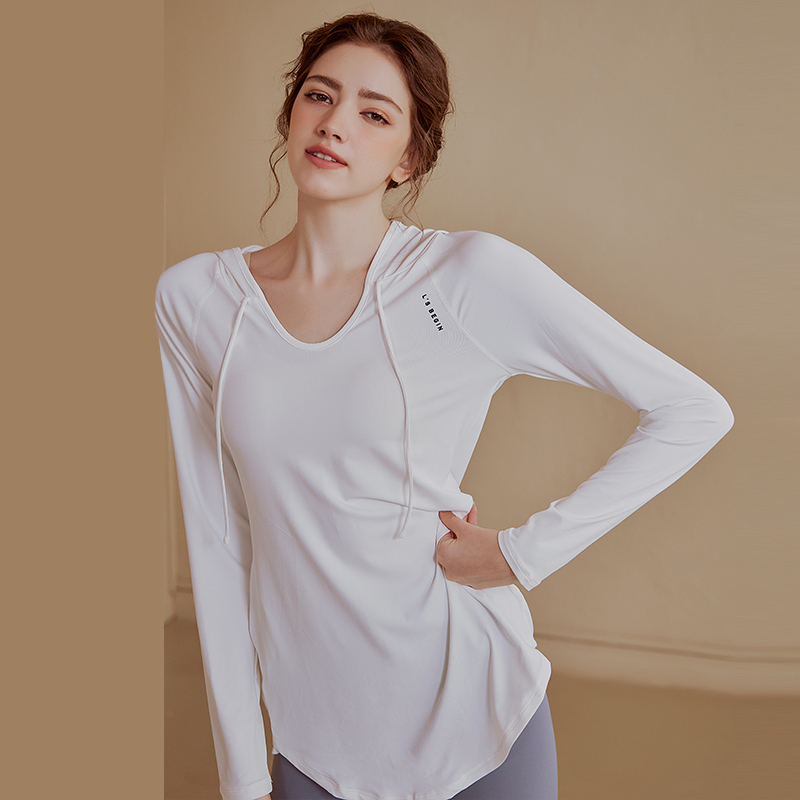 高级感瑜伽服健身服上衣女中长款遮胯显瘦运动连帽套装长袖跑步秋
