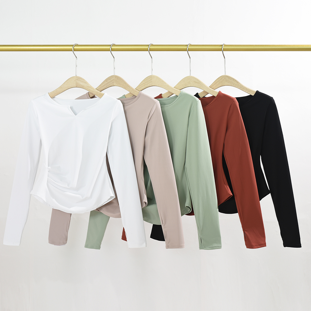 秋季新款速干瑜伽服上衣女速干跑步运动服长袖透气普拉提健身衣