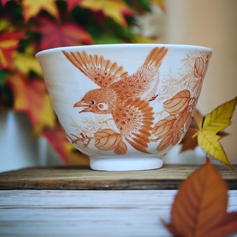 矾红手工手绘陶瓷主人杯