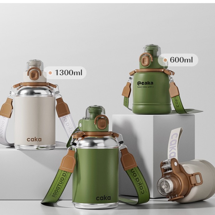 茶卡CAKA囤囤杯大容量户外保温杯吸管杯斜挎水壶大肚杯双饮男女
