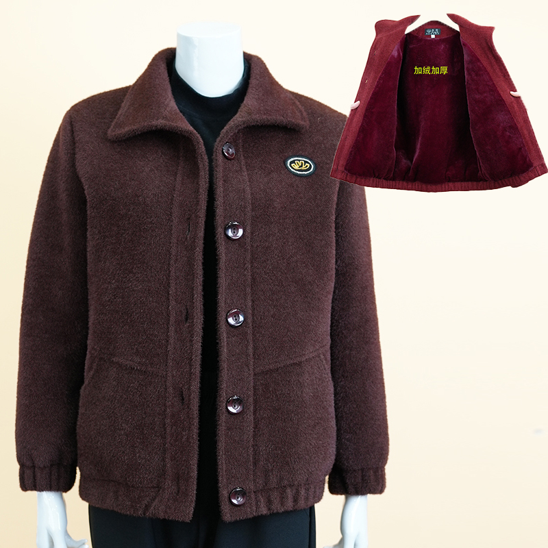 001款中老年妈妈装奶奶装秋冬休闲款加绒加厚简约大方上衣外套