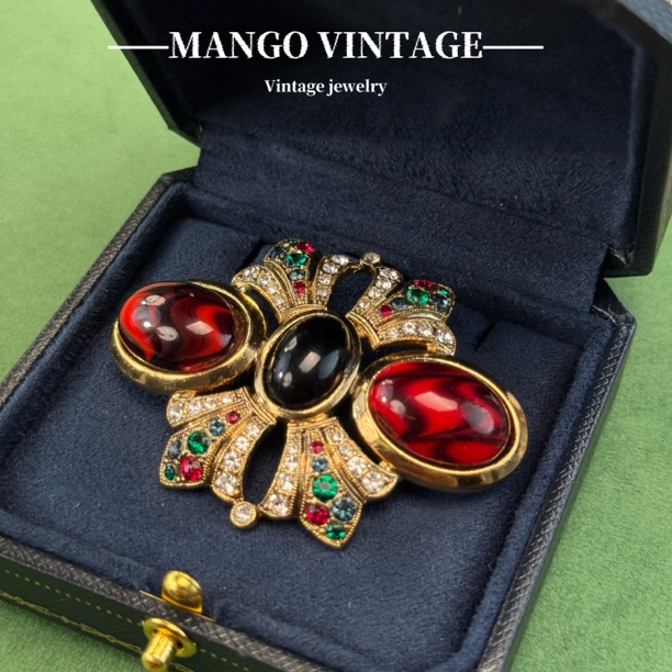 铜合金胸针 红宫廷风胸针小众镶嵌时尚[正品中古]2