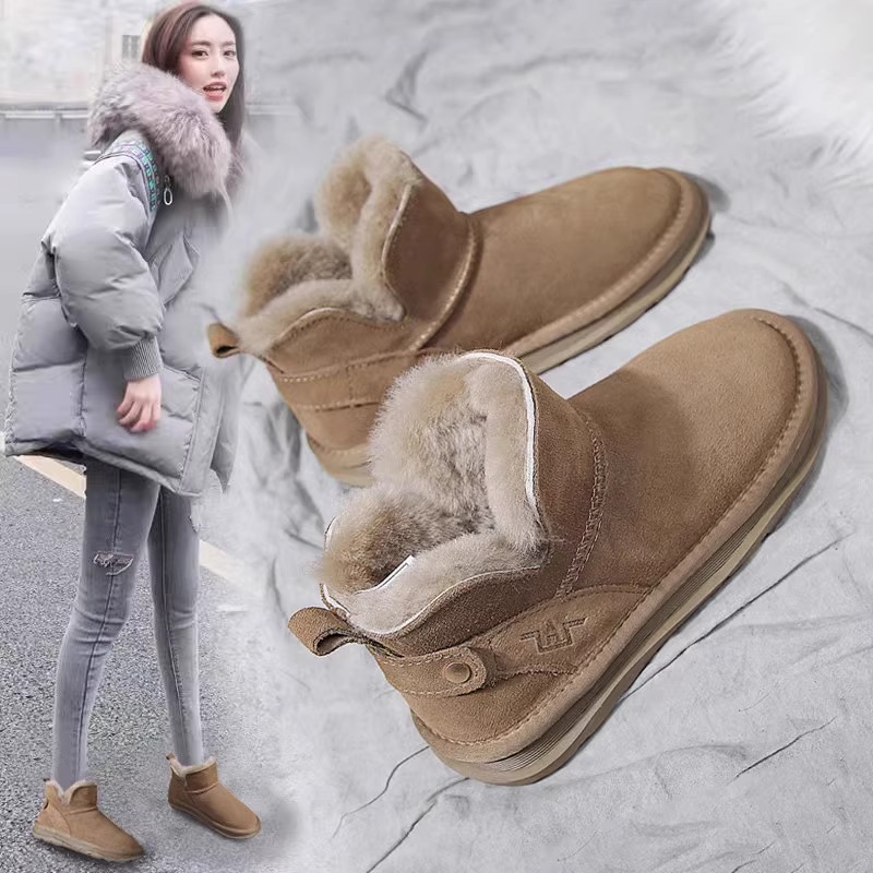 百丽纯爱东北雪地靴女款加绒2023新款冬防滑保暖雪地棉厚底棉鞋女