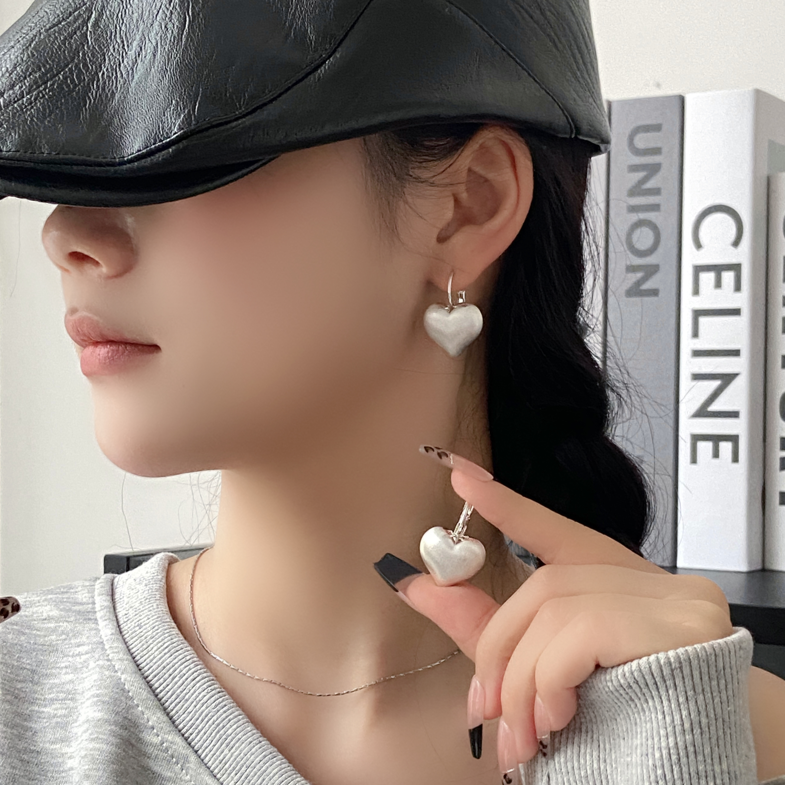 黑糖【耳饰】 拉丝爱心精致百搭耳扣E1085