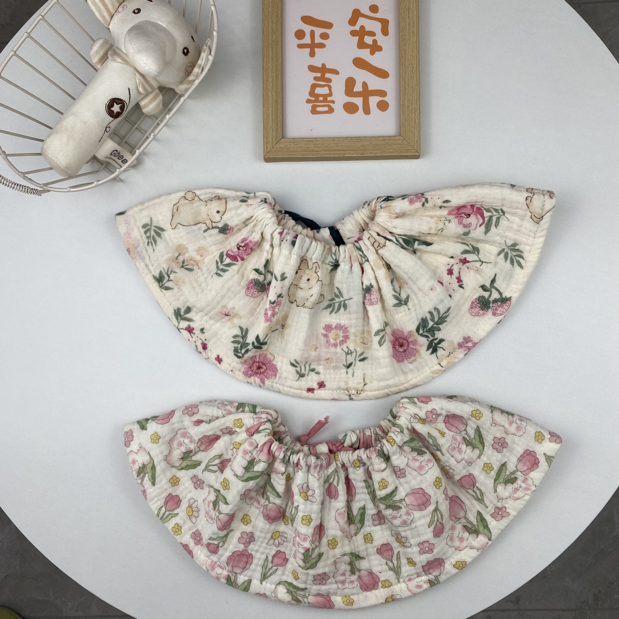 【大面积泡泡纱围嘴】婴儿柔软透气吸水宝宝韩版围兜4层纱布口水巾